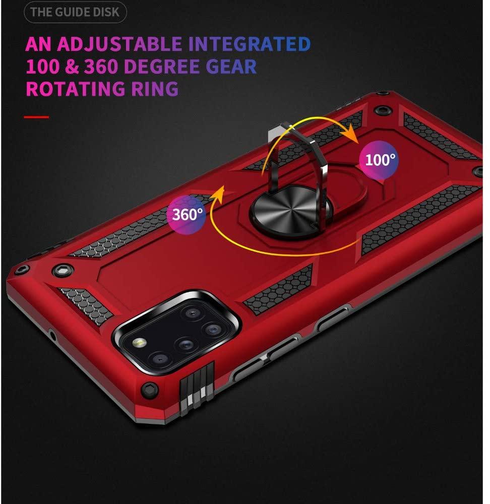 Protectores para celular  para Samsung  A31 Funda reforzada con anillo v2 Rojo